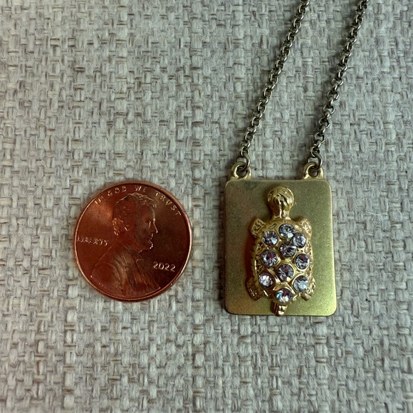 J Crew Gold Crystal Turtle Necklace - Picture 5 of 5